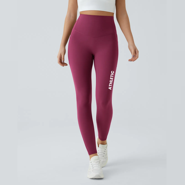 Athletic Maroon High-Waist Leggings