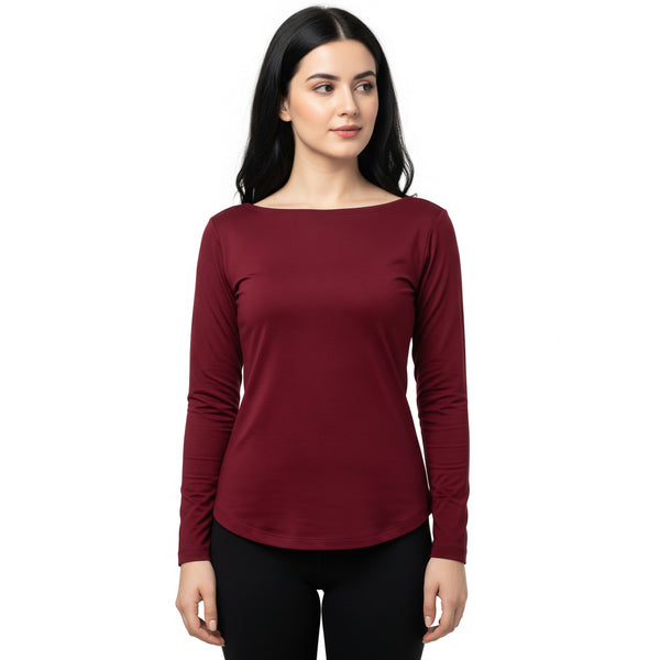 Maroon Full Sleeve WiDE NECK SHIRT
