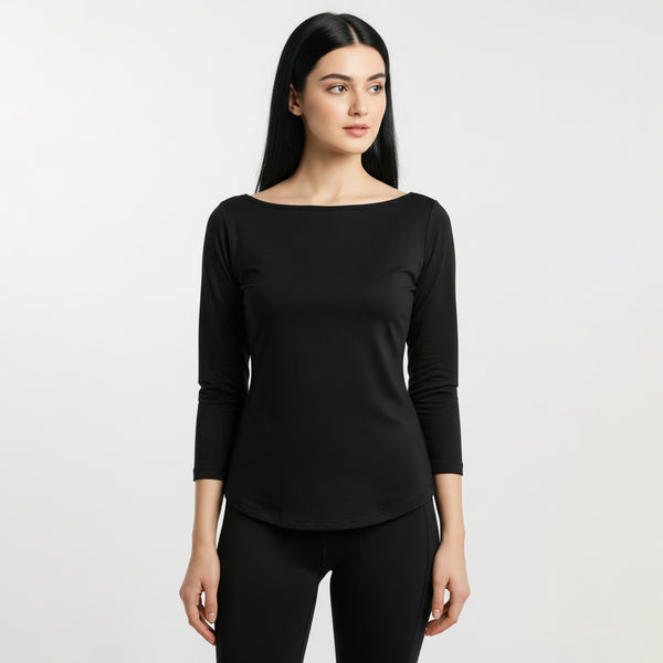 Black Full Sleeve WiDE NECK SHIRT