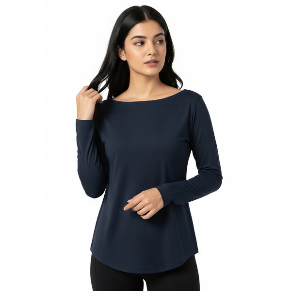 Navy Full Sleeve WiDE NECK SHIRT